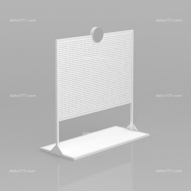 White Pegboard Display Stand: Single - Sided, with Base Shelf. Ideal for Showcasing Small Goods in Stores