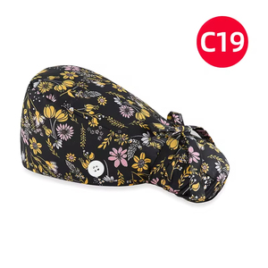 Bonnets chirurgicaux professionnels doublés satin avec boutons, imprimés motifs de dessins animés, pour infirmières et médecins, respirants - Product Image 4