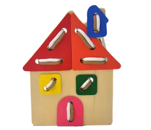 Kids Wooden Toys Thread House Toy Colourful Jigsaw Puzzle Educational Toys And Game