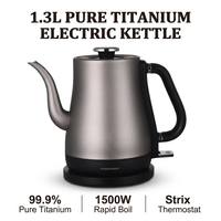Bouilloire Électrique Portable en Titane Pur 1500W, Ébullition Rapide, Antibactérienne, Anti-rouille, Design Luxe Léger avec Contrôle Strix