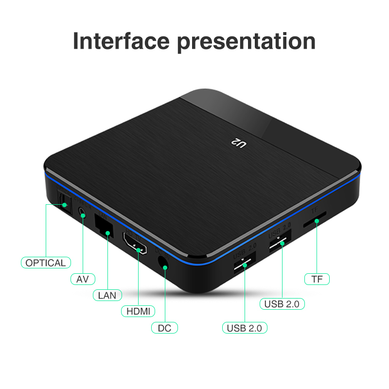 Stock listo rk3228 chip Android caja de tv inteligente 2 GB RAM 16 GB ROM set top box Android 8,1 youtube
