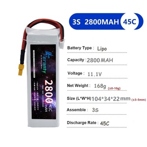 Batería de 11.1V 3S 2800MAH 45C con Conector Deans T/JST/XT30/XT60 para Aviones RC, Helicópteros, Autos, Barcos, Camiones y Piezas - Product Image 2