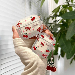 เคสลายการ์ตูนจุดสีแดงพร้อมโบว์เชอร์รี่ เหมาะสำหรับ AirPods 4, Pro 3 หูฟังไร้สาย ป้องกันการกระแทก - Product Image 2