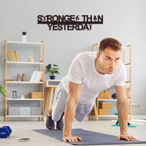 Art mural de motivation pour salle de sport « Plus fort que <span class=keywords><strong>hier</strong></span> », décoration murale pour salle de sport à domicile, plaque métallique, décoration pour salle d'entraînement, cadeaux de fêtes - Product Image 5