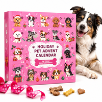 Boîte de calendrier de l'avent pour animaux de compagnie personnalisée pour Noël, 24 jours, emballage cadeau pour friandises pour chiens avec compartiments individuels, compte à rebours pour animaux de compagnie