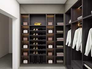 Minimalist Wooden Closet for Apartments & Villas Modern Men's <b>Wardrobe</b> with Suit Hanging Section & Organized <b>Storage</b> Glass Door - Product Image 2
