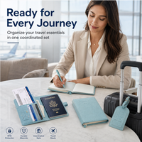 Ensemble cadeau d'affaires personnalisé : Carnet en cuir PU, porte-passeport, étiquette de bagage et stylo pour le voyage