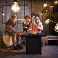 Table de foyer au gaz moderne pour l'extérieur, structure en aluminium, propane, sans fumée, avec 50 000 BTU, design écologique, revêtement en poudre noire