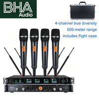 Système de microphone sans fil UHF à 4 canaux True Diversity BHA Y-6004 avec flight case pour spectacles sur scène, églises, OEM