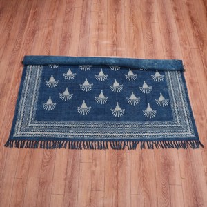 Tapis Dhurrie en coton indien style aztèque, imprimé à la main, tapis de sol bohème, décoration intérieure - Product Image 2