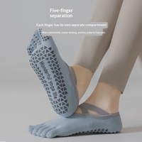 Chaussettes de yoga à cinq doigts pour femmes, antidérapantes, professionnelles, pour sols intérieurs, danse et Pilates