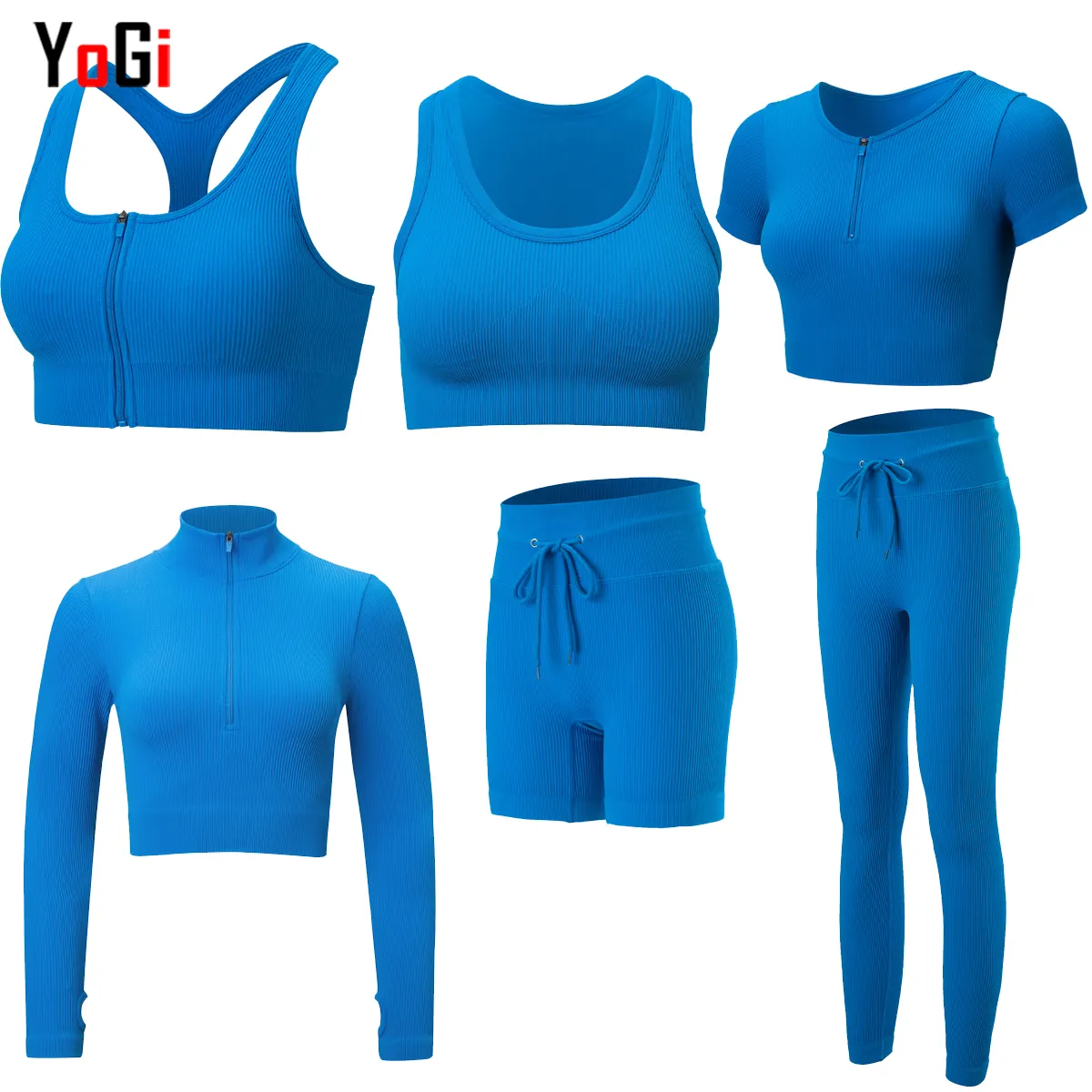 2021 women fall winter 2/3/4/5/6 piece ribbed seamless long sleeve solid leggings athletic gym wear fitness sports yoga set