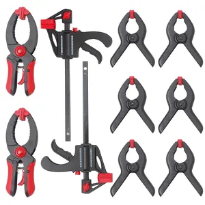10pc Hand Spring Clamps, Ratcheting Clamps and Bar Spreader Quick Clamps for DIY and Woodwork. Non-Marring Pads. OEM ODM Ready