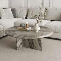 Ensemble de table basse et table d'appoint en marbre de luxe moderne, combinaison décorative de meubles pour appartement et villa
