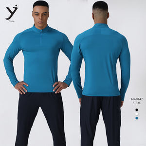 Camiseta Deportiva de Manga Larga para Hombre, de Secado Rápido, Ajustada, con Media Cremallera, Transpirable y de Alto Rendimiento, Suministro a Granel Estable - Product Image 1
