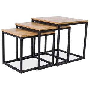 Venta de mesa de centro, juego de anidación, tres mesas de té apilables, sala de estar, dormitorio, mesa auxiliar con marco de hierro - Product Image 5