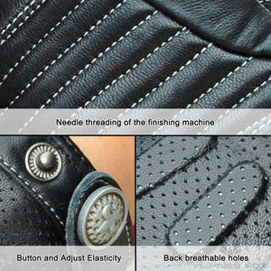 Gants de moto d'été en cuir sans doigts, gants de conduite demi-doigts respirants, gants rétro pour moto et <span class=keywords><strong>VTT</strong></span> pour hommes - Product Image 5