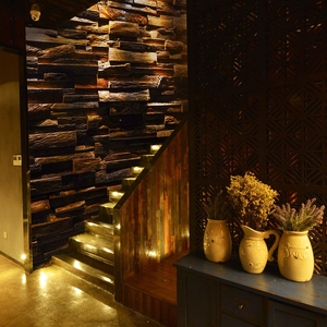 Mosaïque de carreaux de bois de bateau ancien Design <span class=keywords><strong>vintage</strong></span> moderne Bande polie Panneau de sol mural pour décorations d'hôtel Caractéristique du parquet naturel - Product Image 4