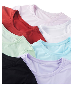 Camiseta de Manga Corta para Mujer, Verano, 100% Algodón Tejido, Ecológica, Tinte Liso, Súper Elástica, Transpirable, para Correr - Product Image 5