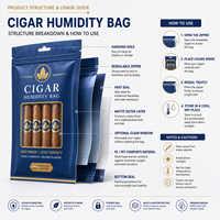 Sachets de gel humidificateur réutilisables à fermeture éclair pour cigares, 30g 60g, humidité 69% RH, pour humidor