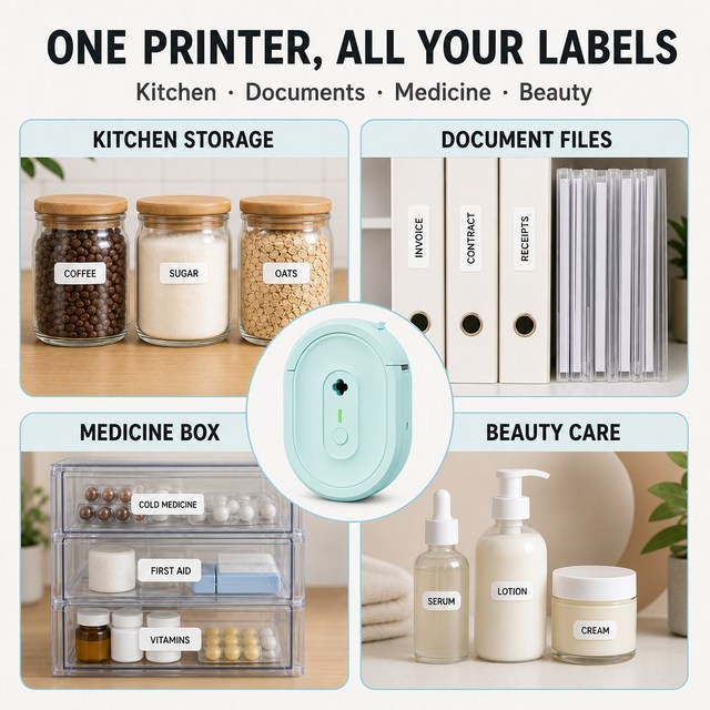 Mini BLE Wireless Inkless Thermal Label Sticker Maker Portable Printer for Home Kitchen Office Daily Use Bulk Order OEMSupported
