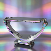 Consola de DJ Portátil Moderna LiqVis con Logotipo Personalizado, Mesa de DJ de Acero Inoxidable con Espejo, Cabina de DJ con Luces LED de Colores para Fiestas, Festivales y Eventos