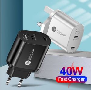 Cargador Superrápido de 40W con Doble Puerto USB-C PD para iPhone 13 12 Pro Max, Bloque de Carga para Teléfono Celular, Cabezal de Cargador de Pared Tipo C - Product Image 1