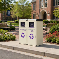 Poubelle extérieure rectangulaire intelligente à induction, compacte et alimentée par énergie solaire, en métal, pour le recyclage