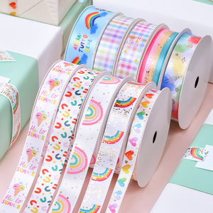 Ruban imprimé en Satin coloré, usine, 30 mètres, transfert thermique, décoration, cadeau <span class=keywords><strong>arc</strong></span>-en-ciel - Product Image 1