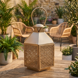 2026 Moroccan Metal Candle Holder Lanterns with Gold Finishing Handmade Modern Design for Home and <b>Outdoor</b> Decorations - Product Image 2
