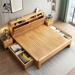 Lit queen size en bois, 1,5 m, nouveau design, éco-responsable, grand stock, logo personnalisé, meilleur prix, fourniture directe d'usine, mobilier de chambre à coucher. - Product Image 5