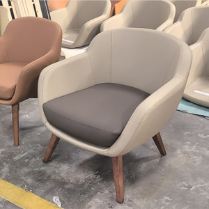 Ghế bành bọc vải màu xám hiện đại, ghế nghỉ bằng da với chân gỗ chắc chắn, dùng cho phòng khách, phòng ngủ, văn phòng. - Product Image 2