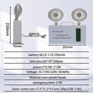 Tuoming Led <b>Battery</b> <b>Backup</b> Twin Spot Emergency Lights For Hospital Office Fire Emergency Lighting - Product Image 2