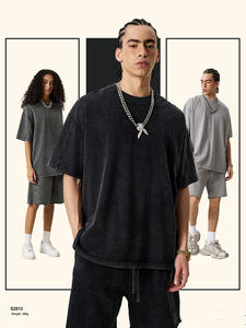 T-shirt Homme Personnalisé 285 g/m² en Coton Lourd Lavé Effet Vieilli, Délavé à l'Acide, Style Rétro, Coupe Oversize, Col Rond, Respirant, Manches Courtes - Product Image 2