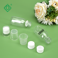 Bouteille de sirop contre la toux en plastique transparent stérile jetable en gros avec gobelet doseur