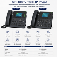 Téléphone IP YeaLink SIP-T33P T33G avec écran couleur Gigabit, téléphone de bureau SIP pour entreprise, voix HD, PoE LAN, système VoIP d'entreprise
