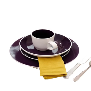 High Quality Dining Cups Plates and Bowls Ceramic Purple Dessert Plates and Colorful Glazed Drinking Cups - Product Image 5