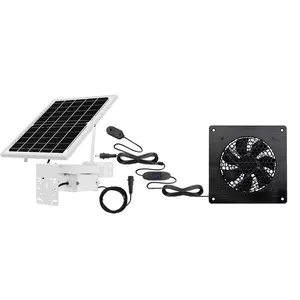 Ventilador solar recargable de velocidad variable de 12V con batería y panel Ventilador de ventilación de cobertizo con energía solar