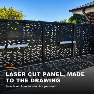 Portail décoratif en aluminium découpé au laser, thermolaqué, séparateur d'entrée pour l'intimité avec service de conception gratuit pour les jardins et cours arrière - Product Image 3