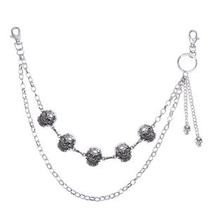 Cadena de cintura punk multicapa de mezclilla con calavera, cadena corporal de moda casual de plata tibetana - Product Image 5
