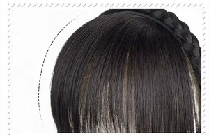 Peluca con Frente de Encaje, Cabello <span class=keywords><strong>Natural</strong></span> y Parche de Cabello Sintético para Flequillo y Crecimiento Superior, Negra, Corta - Product Image 5