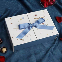 Boîte cadeau commémorative personnalisée à double porte, emballage exquis, carton blanc rectangulaire, doublure en éponge, boîte cadeau avec finition bronzée