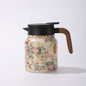 <span class=keywords><strong>Théière</strong></span> rétro à motif floral en acier inoxydable, grande capacité isolée, séparation de l'eau du thé, cafetière <span class=keywords><strong>avec</strong></span> <span class=keywords><strong>infuseur</strong></span> à thé intégré - Product Image 2