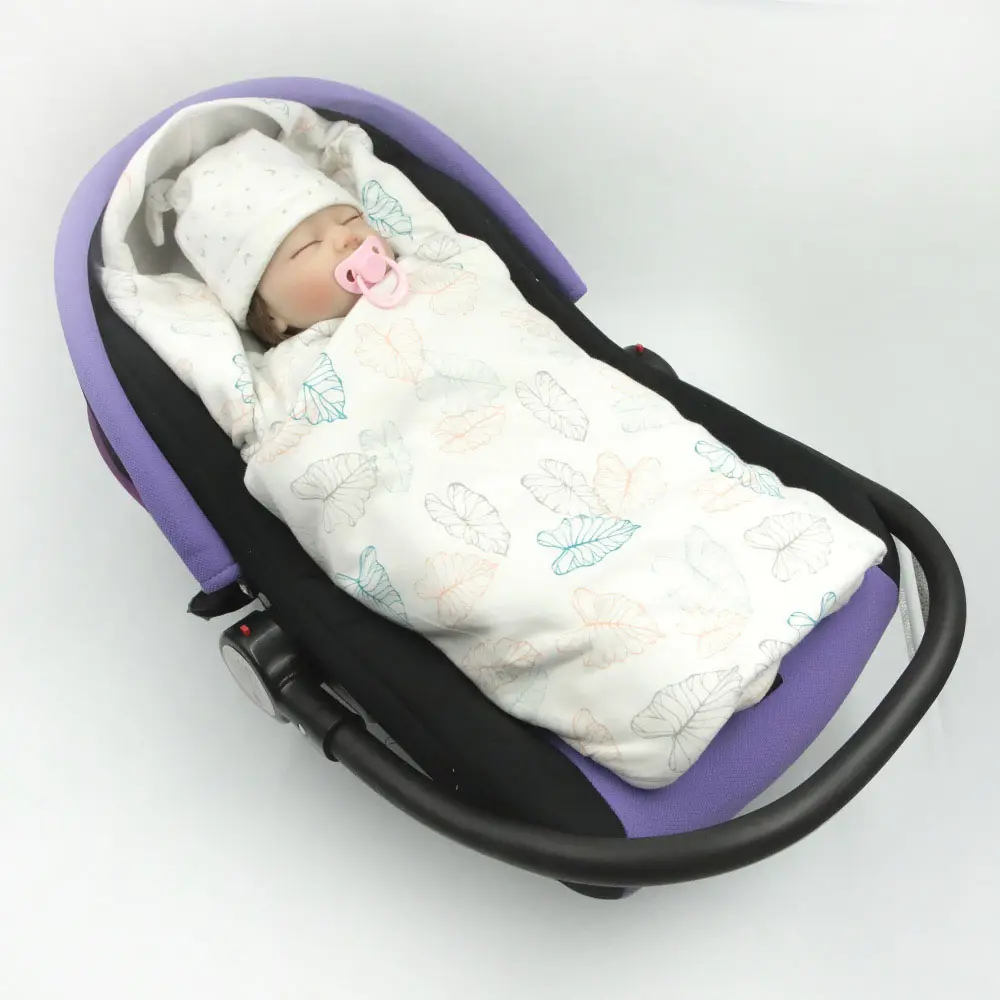High Quality Personalised Knitted Hooded Lace White Stroller Car Seat Baby Blanket Bamboo Cotto