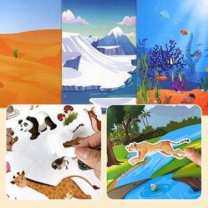 Nouveauté : Livre d'autocollants DIY réutilisable pour enfants, avec 5 scènes adorables d'animaux et de dinosaures, pour garçons et filles - Product Image 5