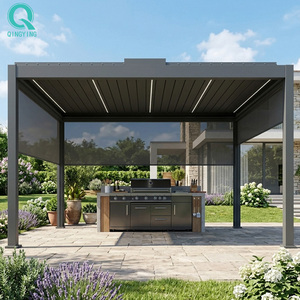 Gazebo <span class=keywords><strong>de</strong></span> <span class=keywords><strong>jardin</strong></span> extérieur en <span class=keywords><strong>aluminium</strong></span> à persiennes, résistant à la pluie, QINGYING - Product Image 1
