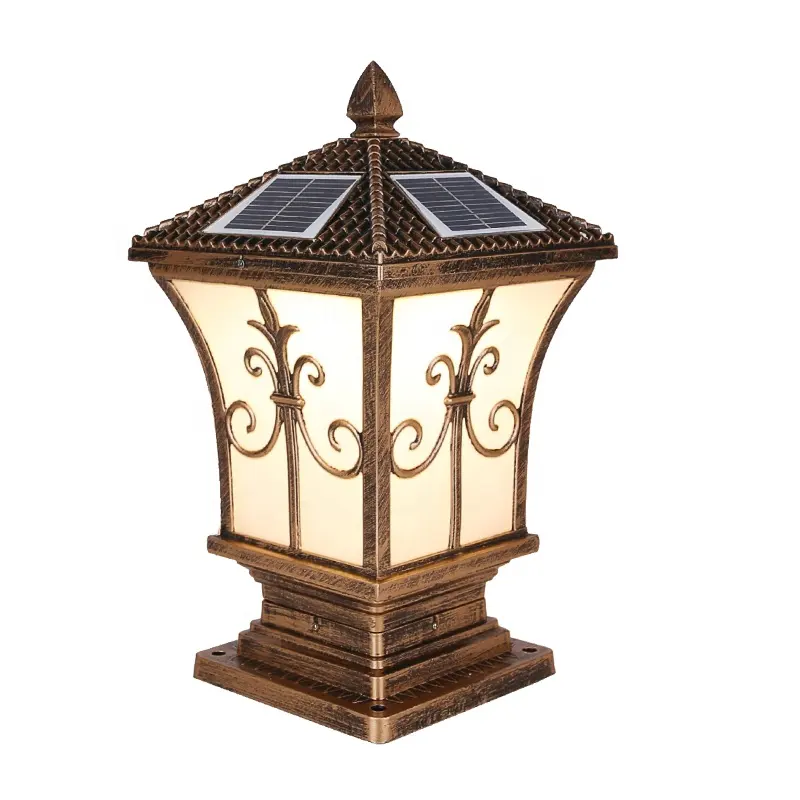 OEM Lawn Garden Decorative Outdoor Waterproof Pattern Lantern High Power Beautiful Solar led Pillar Lights