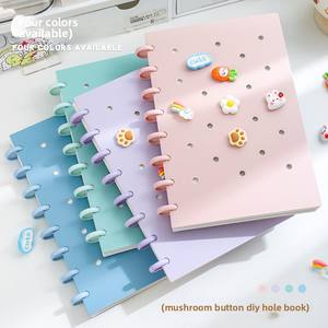สมุดโน้ตสันห่วง A5 แบบเปลี่ยนไส้ได้ 80 แผ่น ปก PP ปุ่มเห็ด DIY สมุดบันทึกแบบถอดได้ ลายการ์ตูน อุปกรณ์เสริม - Product Image 2
