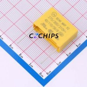 ตัวเก็บประจุนิรภัย C42Q382460P90001 แบบ Through hole (THT), ระยะขา P=22.5 มม. 820nF 10% 275V/310V X2 - Product Image 1