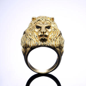 Anillo con Sello de Cabeza de León Dorado para Hombre, Chapado en Oro de 22k, Forma de Animal, Joyería Fina para Uso Diario H067 - Product Image 2